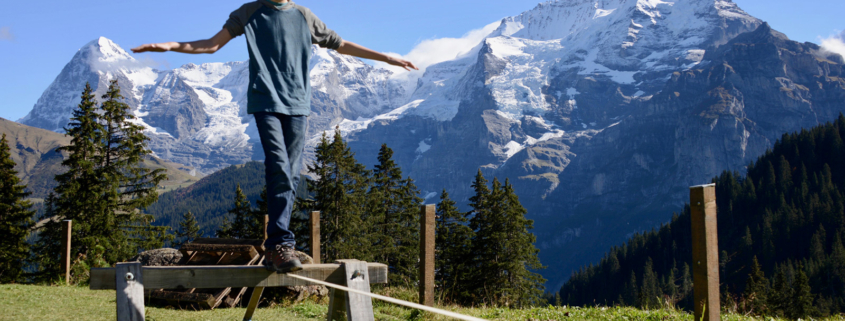 Slack lining in Alps, what is worldschooling? world schooling