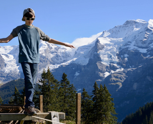 Slack lining in Alps, what is worldschooling? world schooling