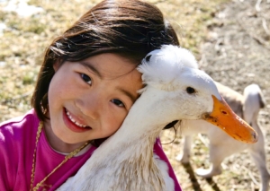 Lucy with Jemima, the duck