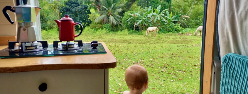 baby in camper