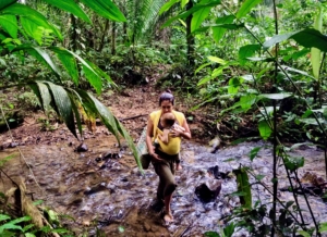 woman and baby in jungle