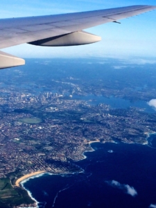 plane flying over a south American city