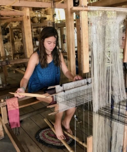 weaving at OckPopTock in Luangprabang, Laos