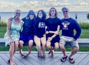 Rachel Carlson and family on Lake Michigan