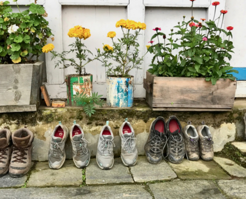 packing shoes; road schooling, world schooling