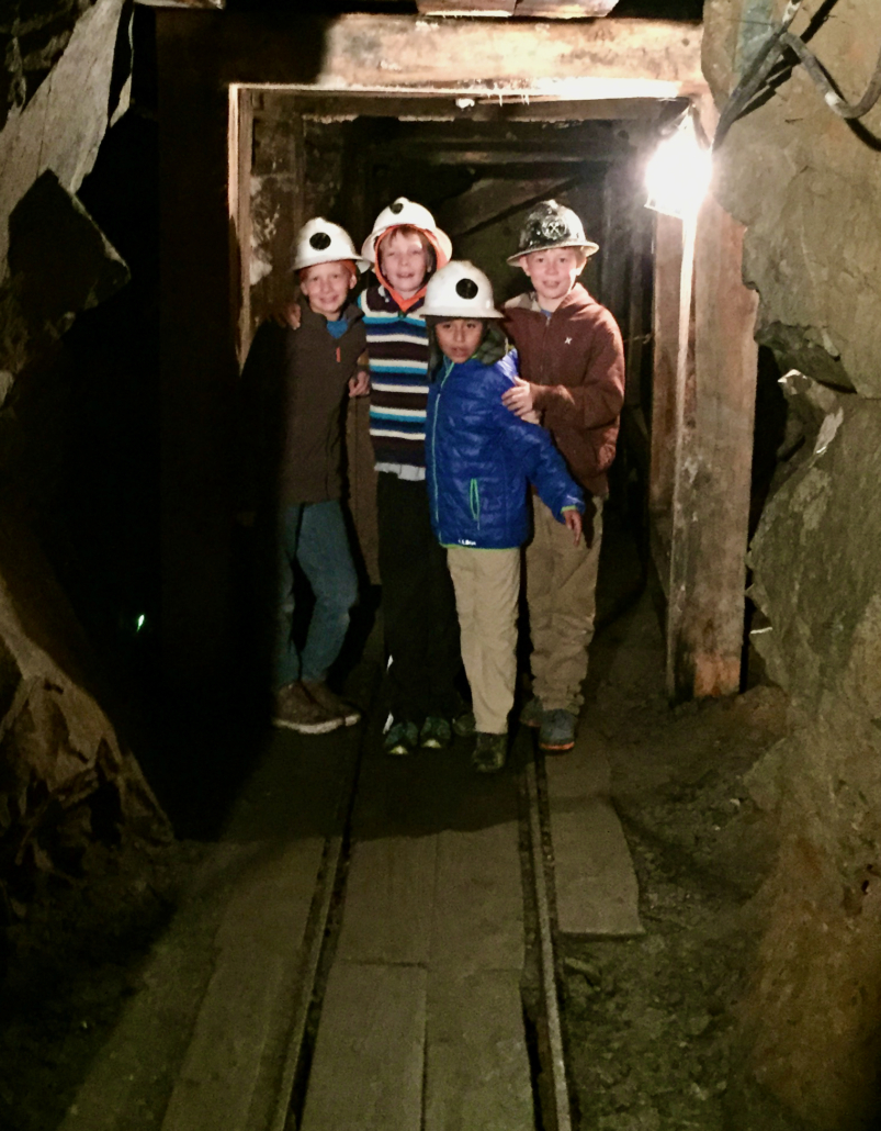 winter worldschooling, exploring an old mine